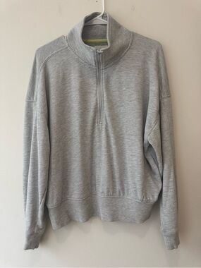 Lou & Grey Quarter Zip Gray Pullover Sweater Neutral Workout Soft L